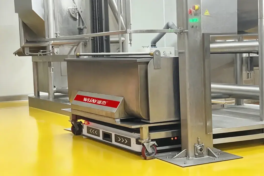 WIJAY AGV Unmanned Forklift Actual Operation Scene for Automated Warehouse Matching Pneumatic Conveying Production 2